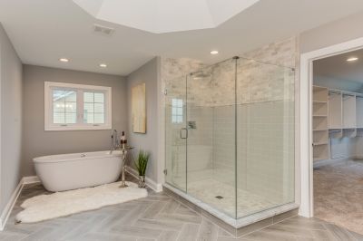 Finished Shower with Glass Enclosure